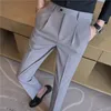 Män passar byxor 2024 Autumn New Solid Casual Slim fit Formal Dress Trousers Slim Fit Pantalon Homme Wedding Party Men Clothing 240318