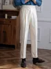 İtalyan tarzı Napoli takım elbise pantolon erkekler yüksek bel düz pantolonlar bahar sonbahar moda İngiltere iş rahat pantolon sokak kıyafetleri 240314