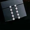 Boucles d'oreilles à clous à la mode, diamant rond en argent 925, serti de diamants à haute teneur en carbone, tempérament polyvalent