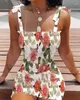 Casual Kleider Sexy Sling Floral Print Bodycon Mini Kleid Frauen 2024 Sommer Mode Weiß Dünne Elastische Plissee Club Tank Für