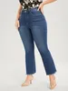 Grande taille jambe droite femmes jean taille haute cheville longueur dame Denim jean jean pour femmes 6XL 175cms dame jean 240219