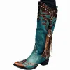 Stiefel Lapolaka Mode neue nationale Stil Lange Stiefel weibliche gestickte Mosaik Bohemian Style Knie High Stiefel Frauenschuhe