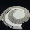 GRA証明書モイサナイトダイヤモンド10mm 12mm幅ソリッドシルバーキューバリンクチェーンメンズヒップホップキューバネックレス