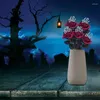 Kwiaty dekoracyjne Czarne róże sztuczne głowice kwiatowe bez łodygi na ściany Halloweenowe kwiatowe typy 5 paczek i czerwonej róży wystroju róży