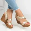 Sandales Femmes Sandales Plateforme de coin sandales Summer Solide solide Slip sur les coins de mode concis Brand Talons ouverts Open Toe Lady