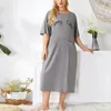 Vêtements de Nuit pour Femmes Grande Taille 5XL Chemise de Nuit Vêtements de Nuit à Manches Courtes Moyen vêtements de Maison Lâche décontracté Mode Chemise de Nuit Lingerie Intime