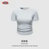 Kvinnors slitage | 2024 Spring/Summer 220G Small Form Design Sense Sido Fold Midja Kort ärm Instagram Trendy Brand T-shirt