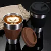 Mugs Stainless Steel Coffee Mug With Cover Silicone Insulated Anti-scald Milk Tea Office Cup Cold Car Easy Home Drinkware