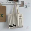 Versátil Versão Coreana Instagram Estilo Minimalista Casual Bolsa de Lona Classes de Estudante Grande Capacidade Carta Bolsa de Lona de Ombro Único 240315