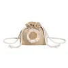 Shoulder Bags Women Crossbody Bag Summer Beach Straw Fashion Clutch Large Woven Drawstring Solid Flower Messenger Knitted