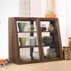 Kitchen Storage Solid Wood Dustproof Display Shelf Tea Set Coffee Cup Rack Living Room Meal Side Cabinet Dishes