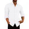 Chemises décontractées pour hommes Chemise pour hommes à la mode Blouse ample Tops avec fermeture à bouton Col à manches longues pour habiller ou fête