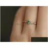 Solitaire Ring 925 Sterling Sier Fashion Tail Women Plating 14k Gold Simple Design Inlaid Emeralds smycken Tillbehör2544148 Drop Del Dhhji