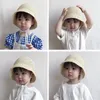 Berets H7412 Verão Crianças Palha Chapéu de Sol Coreano Bebê Crochet Sunscreen Lace Cap Meninas Proteção Respirável Moda Crianças Caps