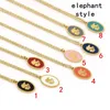 Pendanthalsband 5st 2024 Simple Fashion Thin Oval Dripping Oil Copper Inlagd Shell Multi-Color Multi-Sign Charm Unisex Choker Halsband