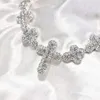 عبور العصرية المثلجة خارج جولة الجولة الجنيه و Baguette Moissanite Necklace للرجال