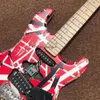 Guitar Eddie Heavy Aged Black White Red Stripe Franken Electric Frankenstrat