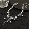 Pendant Necklaces M2EA Stylish Imitation Pearl Neckchain Butterfly Lock Chain Necklace Ornament