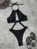 Kobiety stroje kąpielowe seksowne wycięte kantar Monokini One Piece Swimsuit Kobiet Kobieta wysoka noga wyściełana kąpiel Bather Kąpiec Swim Lady K3809