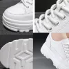 Buty Fujin 8cm skórzane mikrofibry kobiety swobodne buty platforma klinowa ukryta pięta letnie buty platforma Chunky Sneakeers moda biała