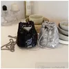 Fashion Girls sequins bucket handbags INS kids bling Rhinestone triangle messenger bag children metal chain princess bags S1225