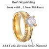 Настоящее твердое золото Au585, кольцо из 14-каратного золота с цирконием, муассанитом и бриллиантом, обручальное кольцо для мужчин и женщин, ювелирные изделия для пар, кольцо