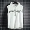 Custom Your Summer Herren Muscle Hoodie Weste ärmellose Bodybuilding Fitnessstudio Workout Fitness Shirt Weste Hip Hop 240311