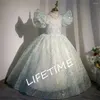 Girl Dresses Cute Appliques Tiered Lace Ball Gown Flower For Wedding First Communion Kids Birthday Party 2024