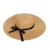 Wide Brim Hats Summer Foldable Big Floppy Straw Beach Hat Sun Bow Cap