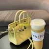 Tote Bags Genuine Leather Bk Habdbags Chris Loves to Eat Cakes Customized Top Layer Cowhide Silver Buckle Chicken Yellow Platinum Bag One Shou have logo HBMYWU