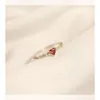 Cluster Rings Fashion Charm Love Ruby for Women Justerbar Heart Crystal Zircon Ring Woman Accessories Wedding Party Jewelry Gift