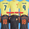 2024 Colombia fuera Jerseys de fútbol Copa América #7 Luis Díaz Falcao James Home 24 25 Camisa de fútbol de Colombia 2025 CUADRADO Men Kits Kids and Fans Kit