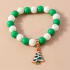 Chain Fashion Handmade Beads Bracelet Christmas Tree Bell Deer Pendant Bracelet for Women Girl Friendship Party Holiday Jewelry GiftsL24