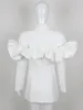 Casual Kleider Frauen Promi Sexy Langarm V-ausschnitt Weiß Rüschen Blazer Mini Kleid 2024 Elegante Abend Party Club