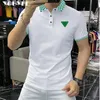 Summer Mens Short Sleeved Polo Shirt Casual mångsidig rutig mönster LAPEL T-shirt Spot Slim Maletop andningsbara kläder 4xl 240315