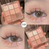 Sombra de olho 9 cores paleta de sombra glitter nude terra cor sombras brilhantes sombra de olho paleta longa duração maquiagem pigmentos cosmeticl2403