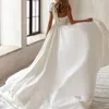 Work Dresses One Shoulder Short Diamonds Wedding Dress For Women 2024 Jumpsuit With Bow Backless Detachable Train Simple Elegant Bridal Gown