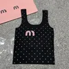 T-Shirt Designer Damen Tanks Sommer Y2K Sexy Süße Stickerei Pressed Drill Girly Tops Ärmellose Damen Gestrickte T-Shirts