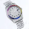 Titta på Master Luxury Men's Colored Square Diamond Bezel rostfritt stål Diamond Set Case Automatisk mekanisk rörelse