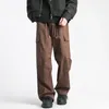 Herrenhose, Frühling und Herbst, einfarbig, hohe Taille, elastisch, locker, klassisch, Cargo, weites Bein, modisch, lässig, Vintage-Hose