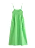 Jurk Vrouwen Groen Gestreepte Slip Midi Vrouw Zomer Spaghetti Band Sexy Backless Gladiatorschoen Strand Lange es 210519