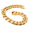 Bracelets à maillons pour hommes et femmes, 15mm de large, Hip Hop, Miami, chaîne cubaine, couleur or, breloque de rue, bijoux pour femmes, 8-10 pouces