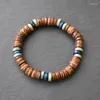 Strand Fashion Men's Hand-beaded Bracelet Vintage Style Handmade Stretch Thread Wood Bead Coconut Shell Charm