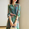 Casual Dresses Women's Fashion Silk Floral 24 Spring Summer Ladies Sexy Office Work Daily Beachwear Fairy Body Con Dress Bohemia Flower