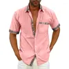 Camicie casual da uomo Camicia formale scozzese a maniche corte estiva Camicia formale con colletto rovesciato per camicetta da uomo