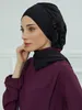 エスニック服イスラム教徒の帽子ヒジャーブ女性キャップ女性イスラムターバンレディースヘッドスカーフラップフラワーデザイン