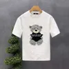 Little Bear Embroidered Short Sleeved for Youth Handsome Round Neck T-shirt 2023 Summer New Men's Cartoon