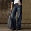 Modische, lässige Hose mit geradem Bein und weitem Bein für Damen-Jeans