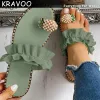 Sandały Kravoo 2023 Kobiety Summer New Slipper Pineaspple Pearl Flat Toe Bohemian Summer Beach Sandals Buty Buty Plus Size Majer Verano