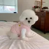 Cão vestuário 2024 rosa azul ovo flor colete inverno poodle teddy bichon roupas quentes botão aberto roupas de pelúcia duas pernas